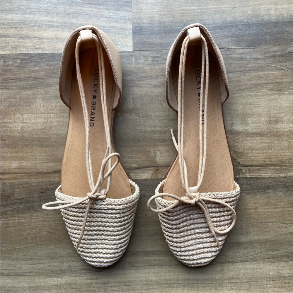 Lucky Brand Nanelia raffia jute woven strappy flat